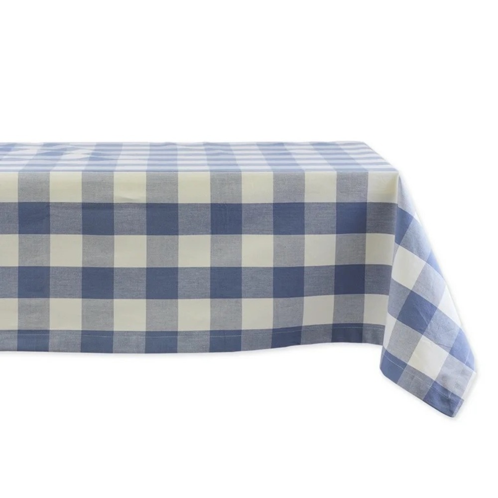 Classic Blue and White Plaid Tablecloth 6x104 - Picture 3 of 3